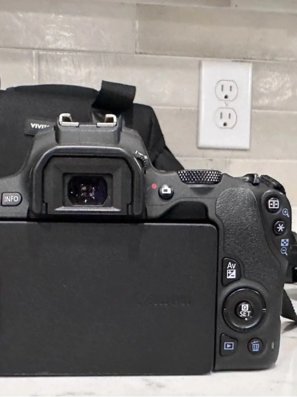 Canon DSLR Camera Body in Black with Red Accent
